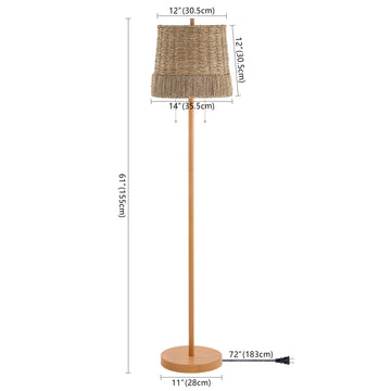 Ocata 61"  Coastal Bohemian Iron/Rattan LED Floor Lamp with Pull-Chain - JONATHAN Y